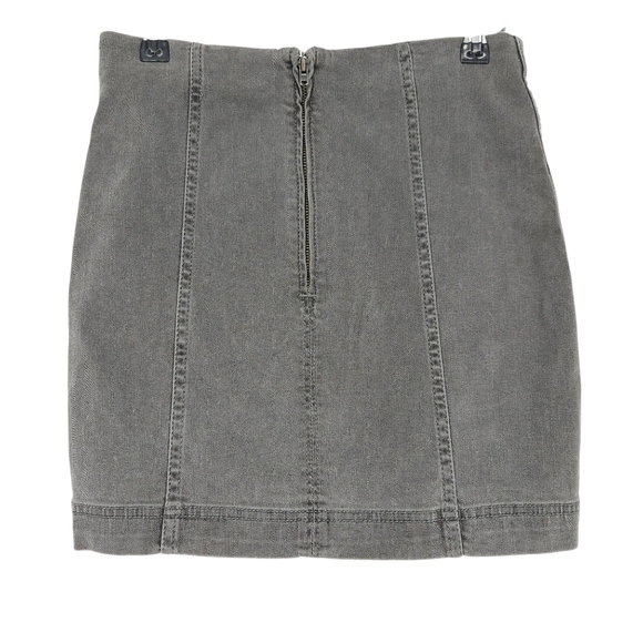 Free People Modern Femme Straight Mini Skirt Gray Denim Zip Back 4 - Picture 3 of 7